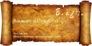 Bauman Árpád névjegykártya