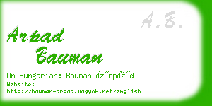 arpad bauman business card